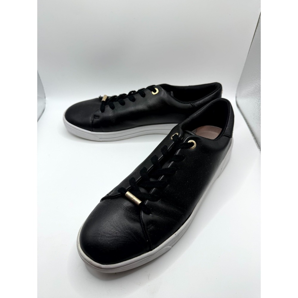 Ted Baker London Indre Womens 6.5 Sneaker Black Leather Low Top‎ Comfort Shoes